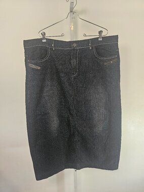 Vintage No Fuze Indigo Denim Skirt Midi Embellished Y2K Retro Grunge 24